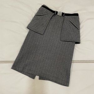 Grey Belted Rebecca King Pencil Skirt